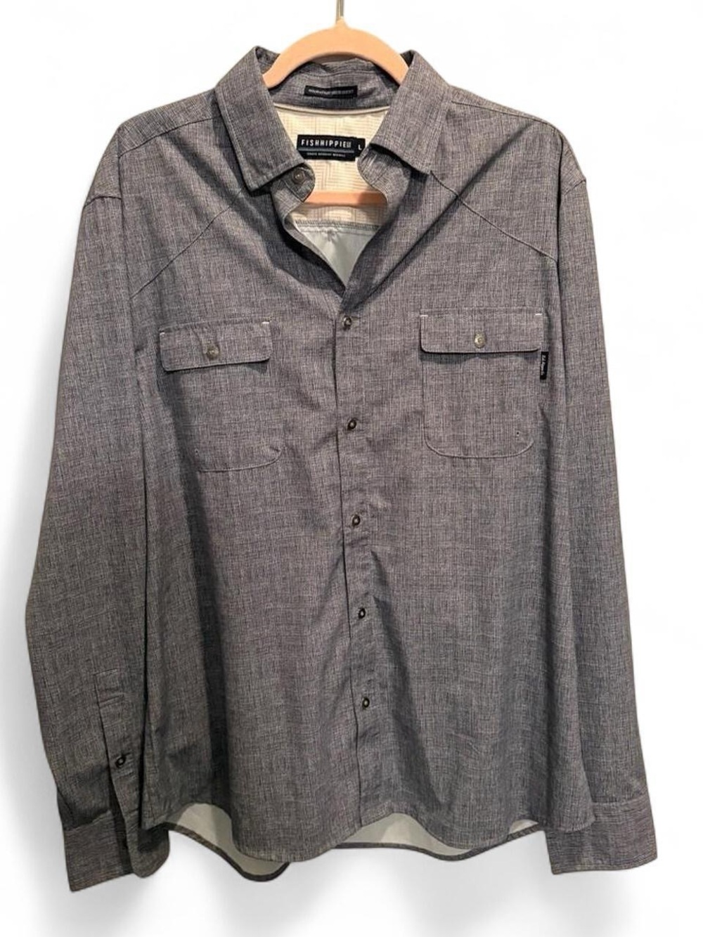 Fish Hippie Men’s Button Down Migration Tech Shirt Large Outdoor Fishing